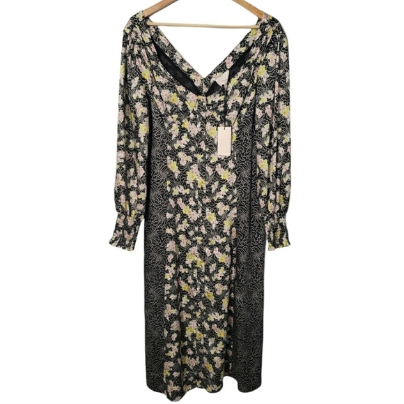 NWT Cinq à Sept Jessica Mixed Floral Button Down Long Sleeve Dress - Picture 2 of 9
